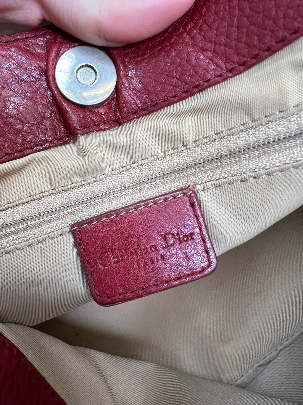 Dior Burgundy  Canvas Shoulder Bag