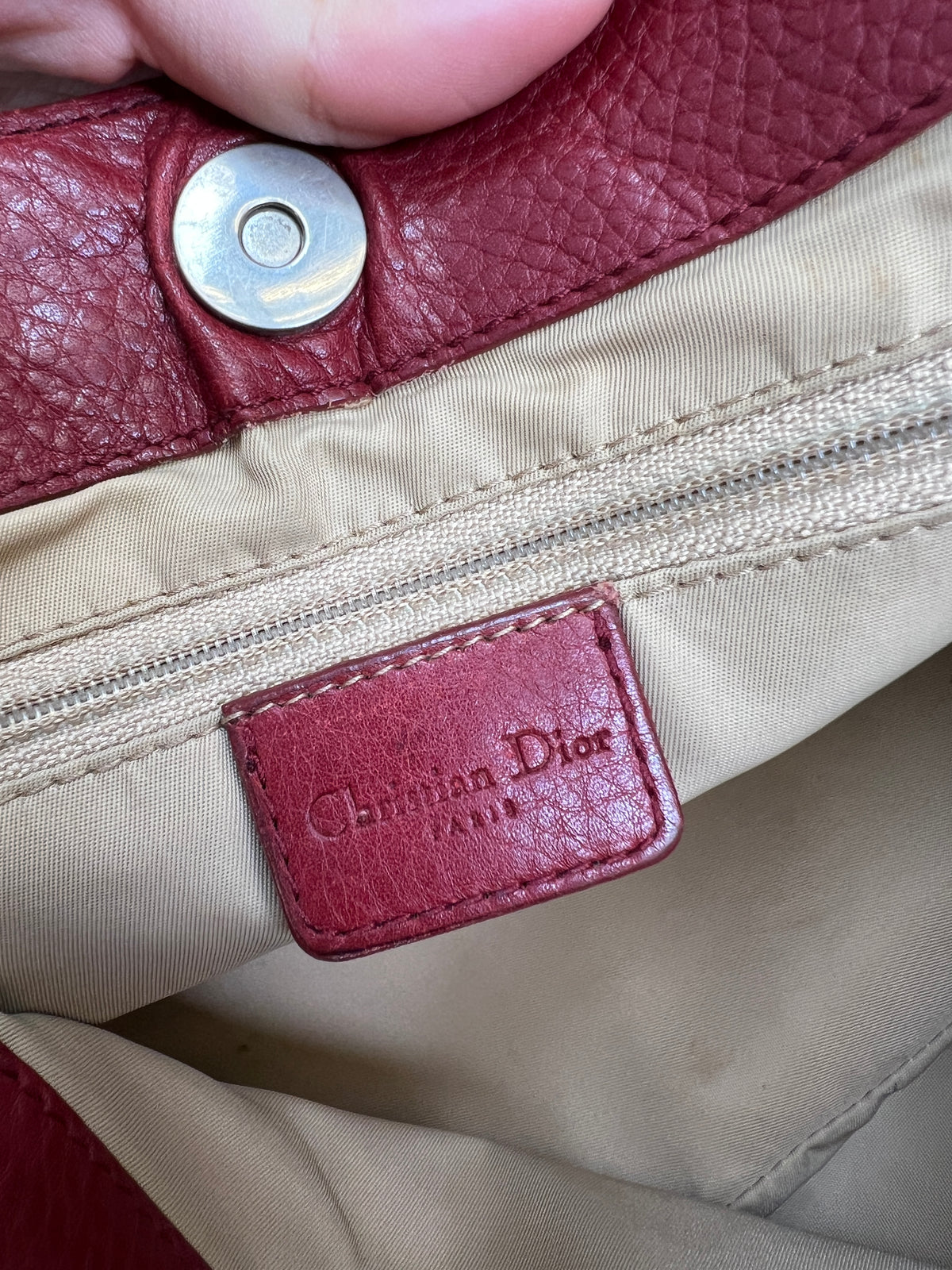 Dior Burgundy  Canvas Shoulder Bag