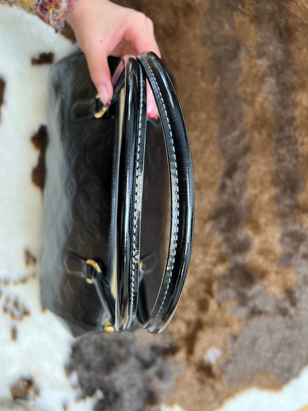 Louis Vuitton Black Monogram Vernis Top Handle Bag