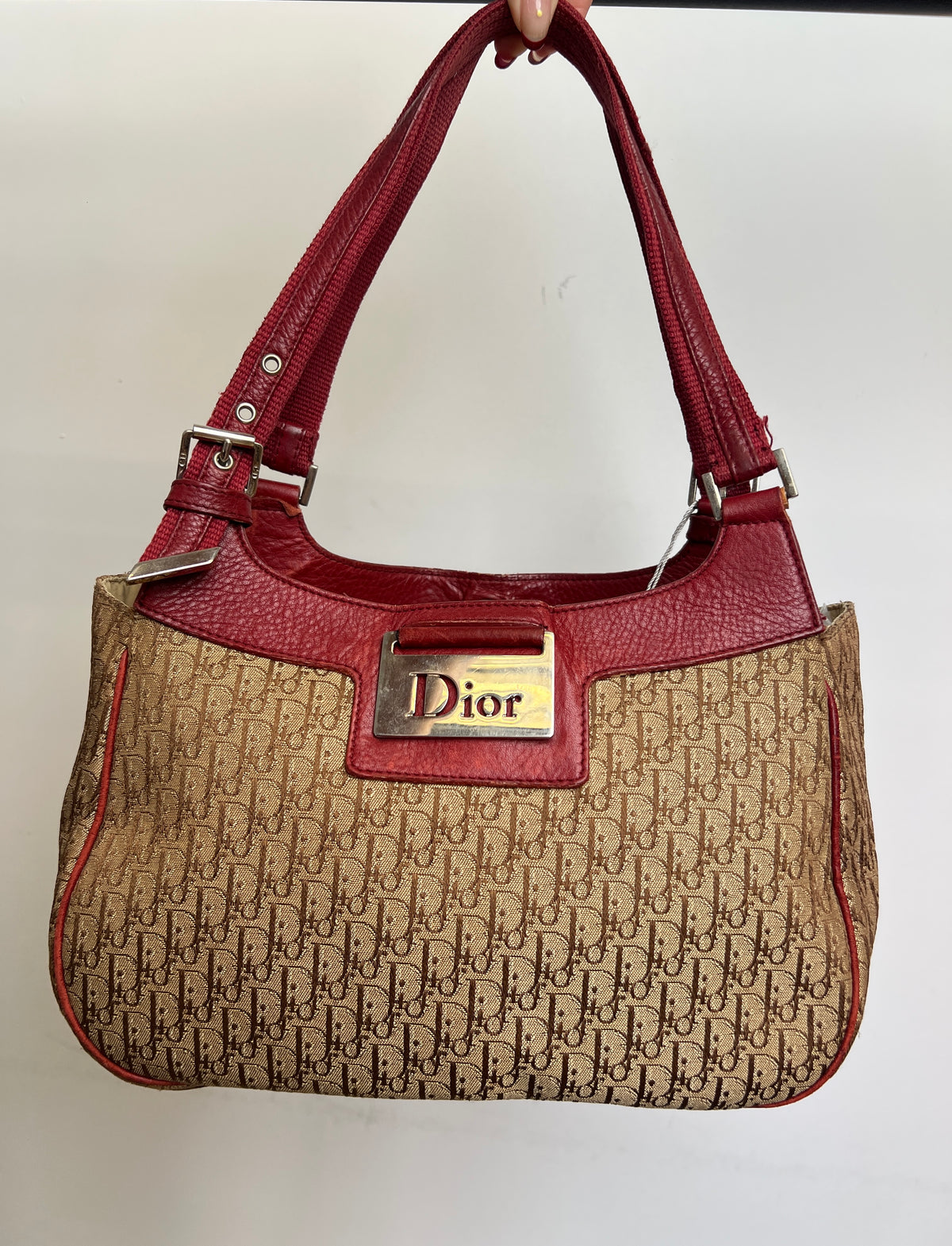 Dior Burgundy  Canvas Shoulder Bag