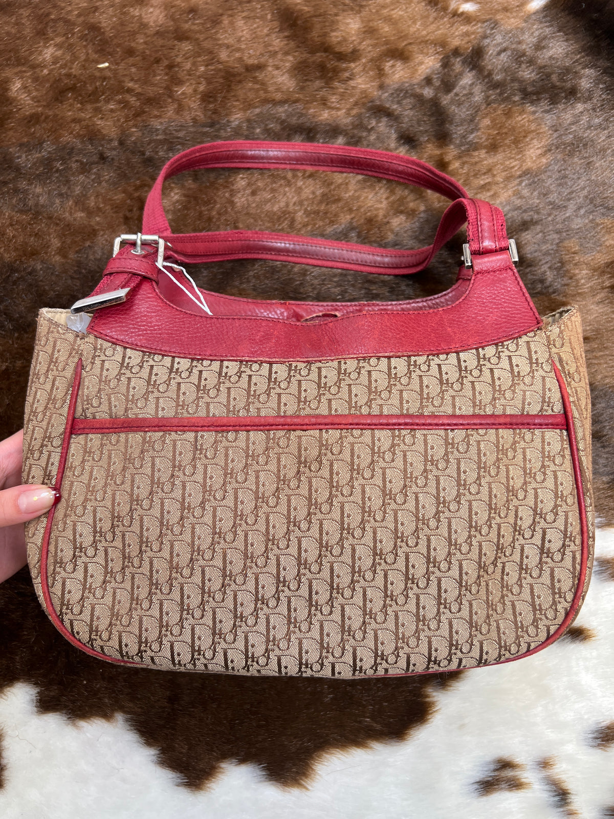 Dior Burgundy  Canvas Shoulder Bag