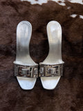 Gucci Champagne Metallic Leather Horsebit Mules EU7