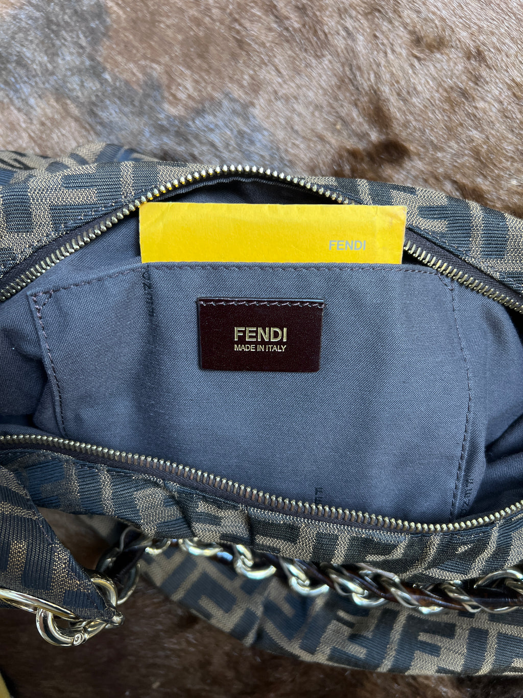 Fendi Zucca Chain Hobo Shoulder Bag
