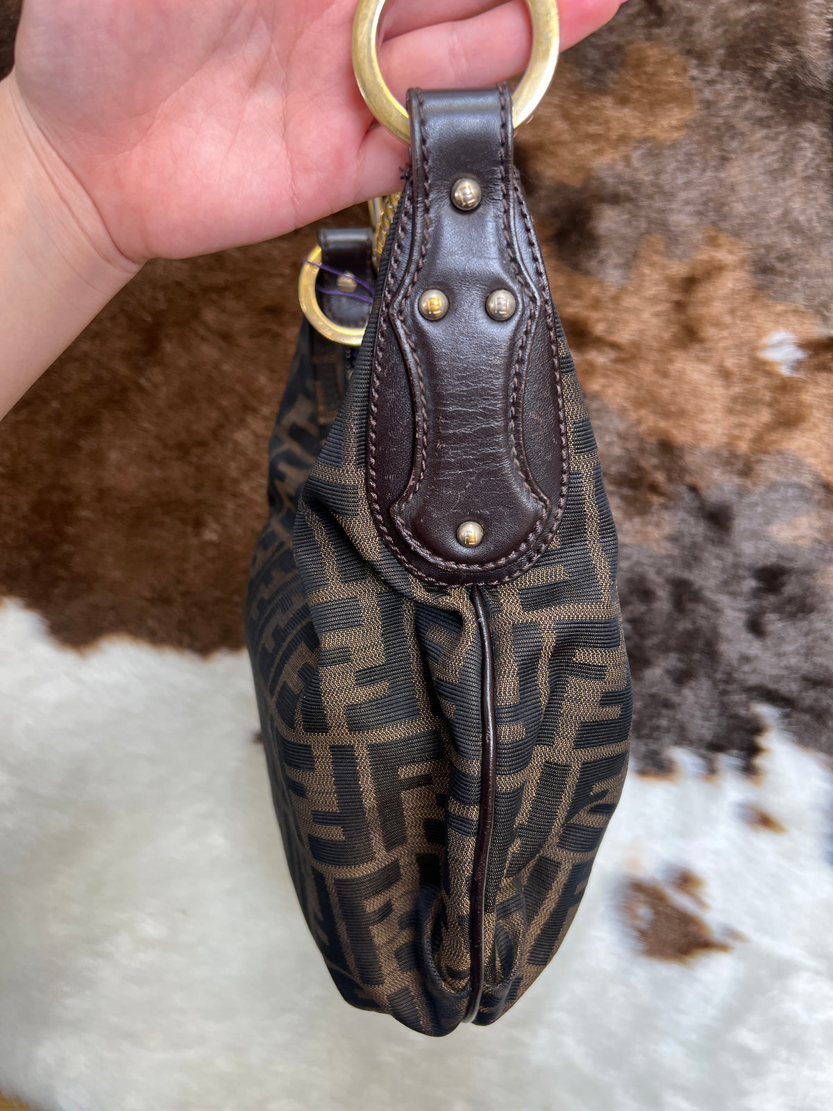 Fendi Zucca Monogram Chain Shoulder Bag