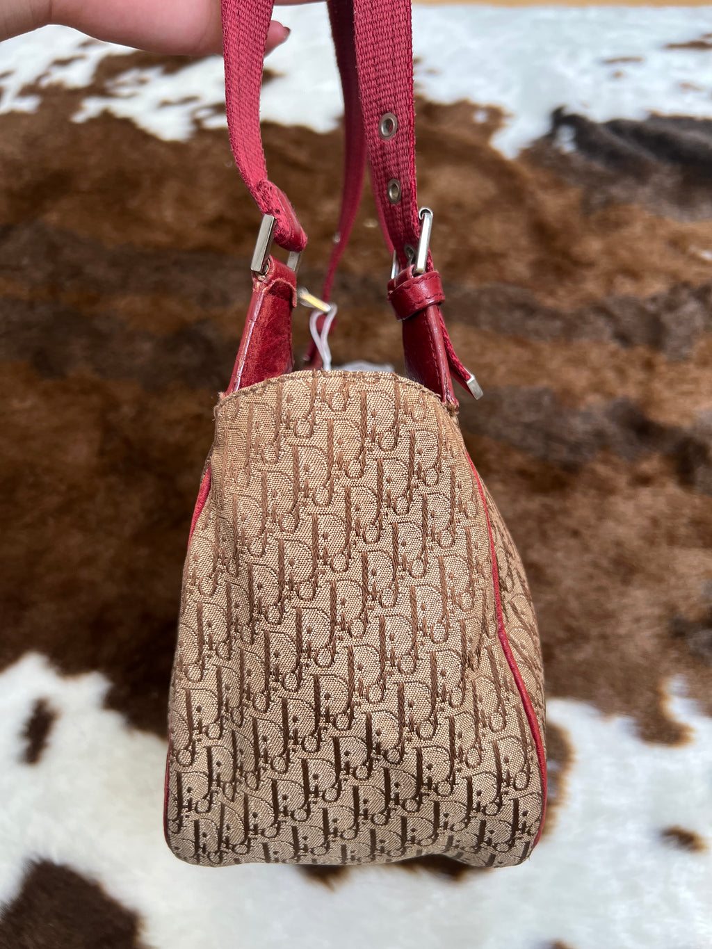 Dior Burgundy  Canvas Shoulder Bag