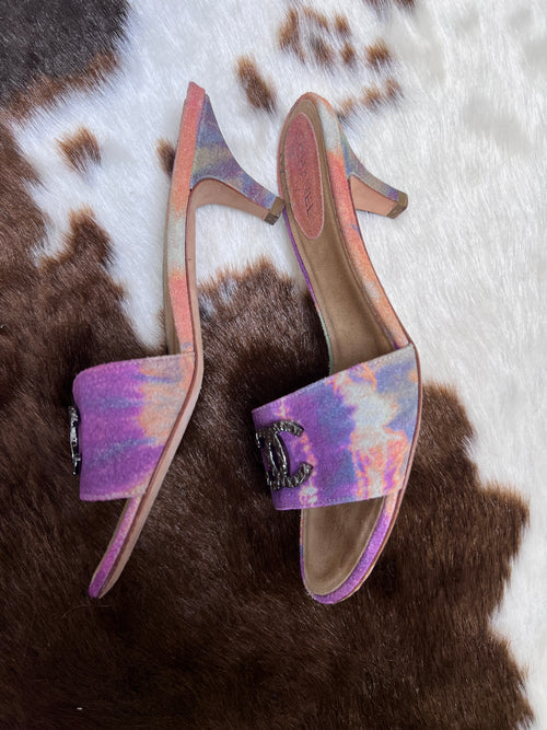 Chanel Vintage Limited Edition Crystal CC Slide Sandals EU37