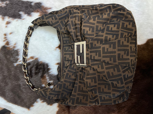 Fendi Zucca Chain Hobo Shoulder Bag