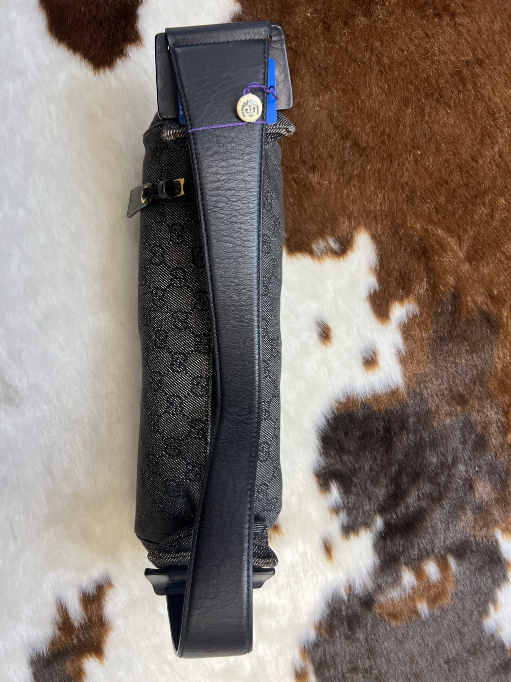 Gucci Black GG Canvas Baguette Shoulder Bag