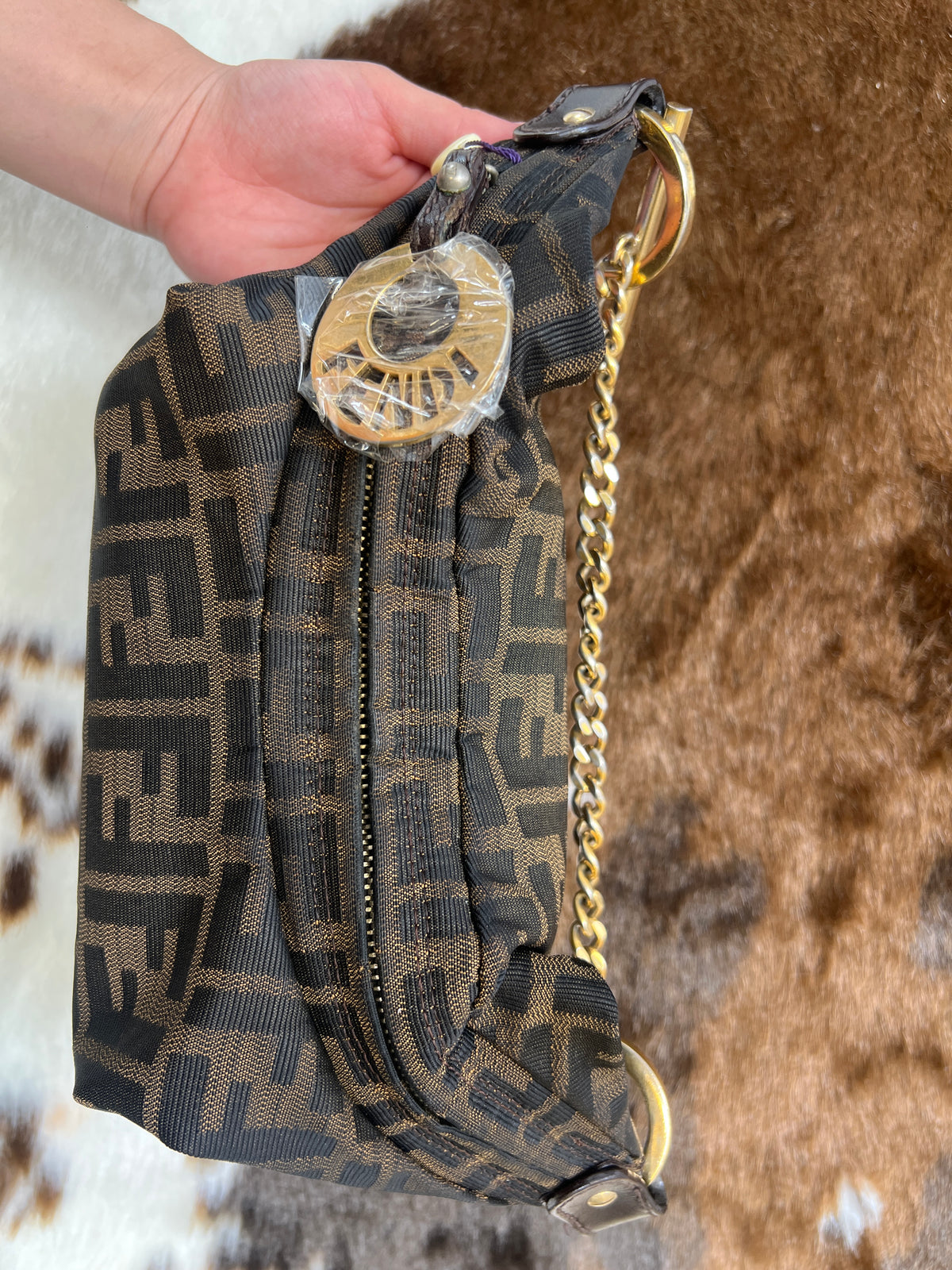 Fendi Zucca Monogram Chain Shoulder Bag
