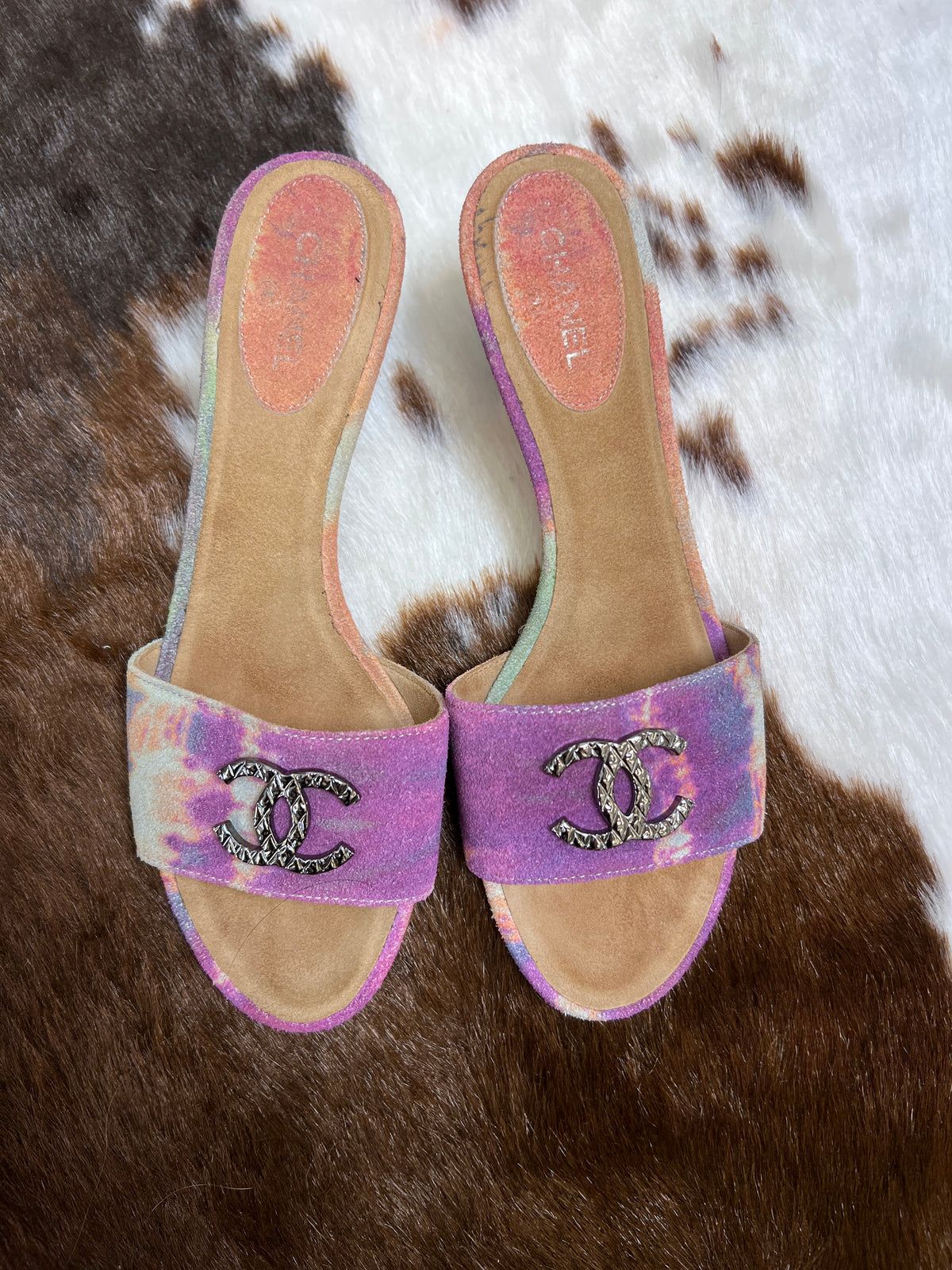 Chanel Vintage Limited Edition Crystal CC Slide Sandals EU37