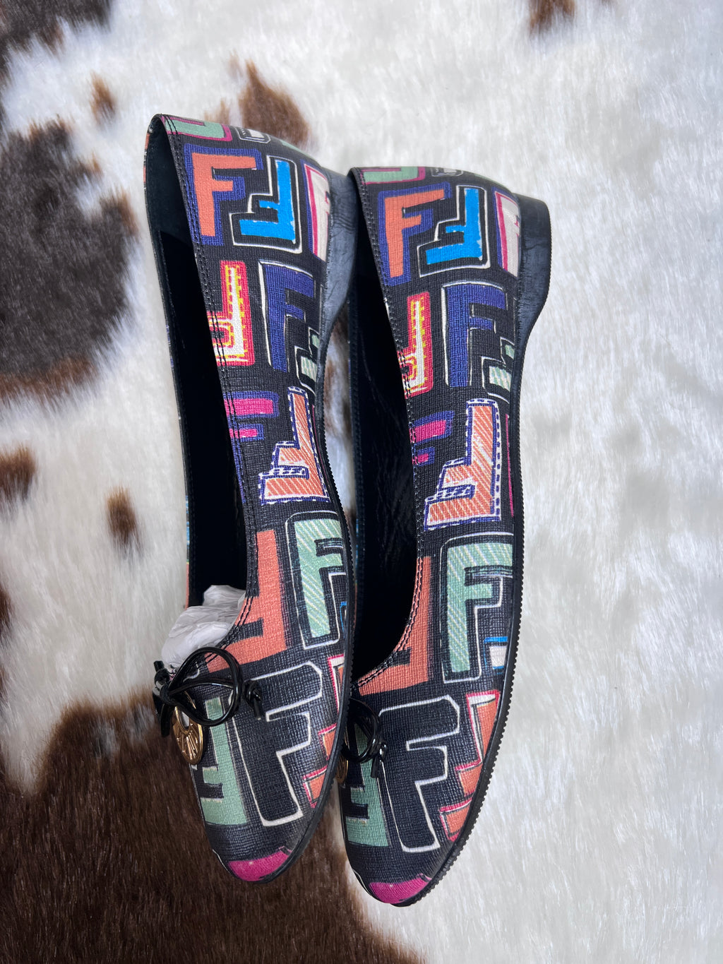 Fendi FF Monogram Multicolo Ballet Flats EU37.5