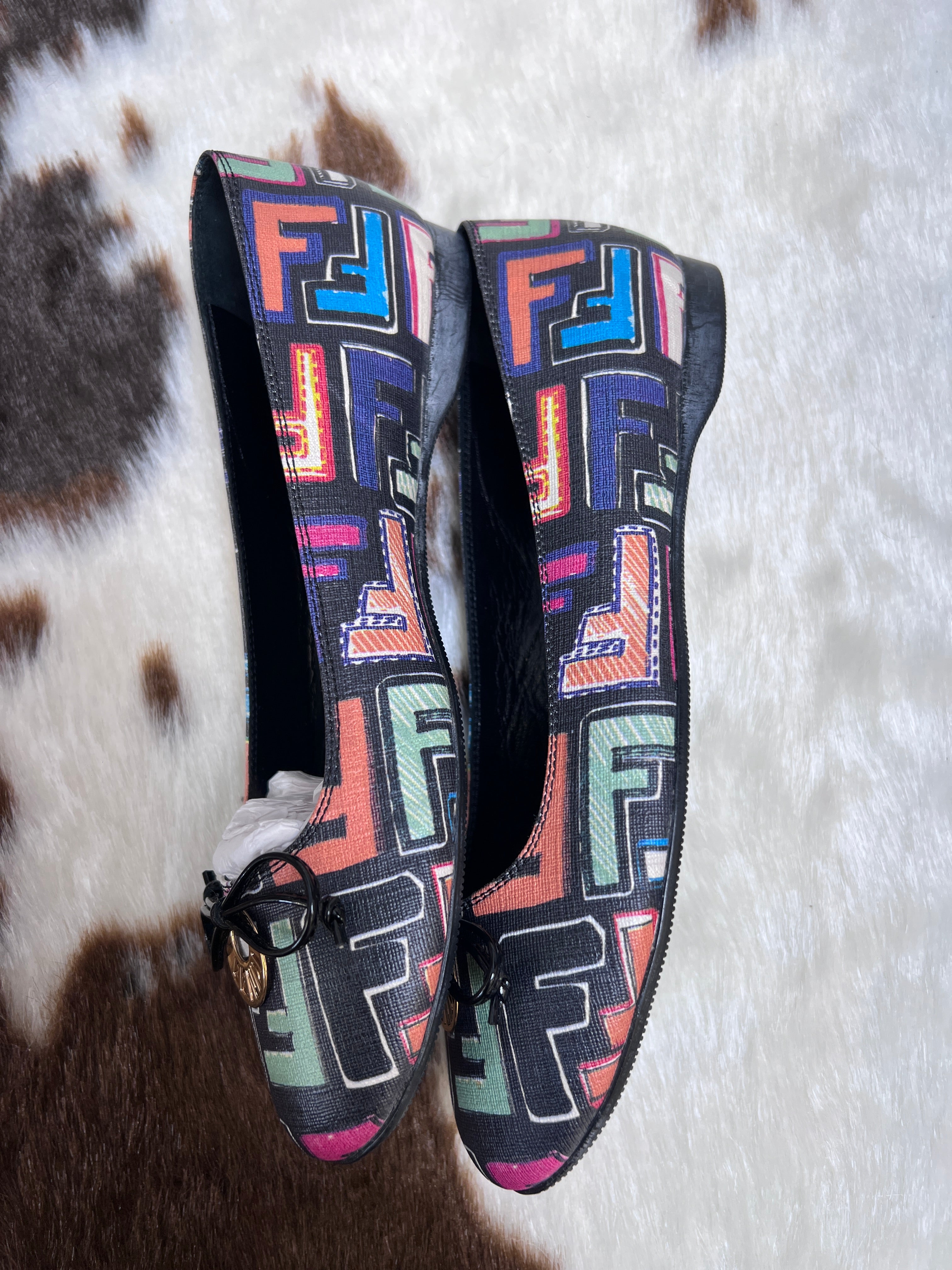 Fendi FF Monogram Multicolo Ballet Flats EU37.5