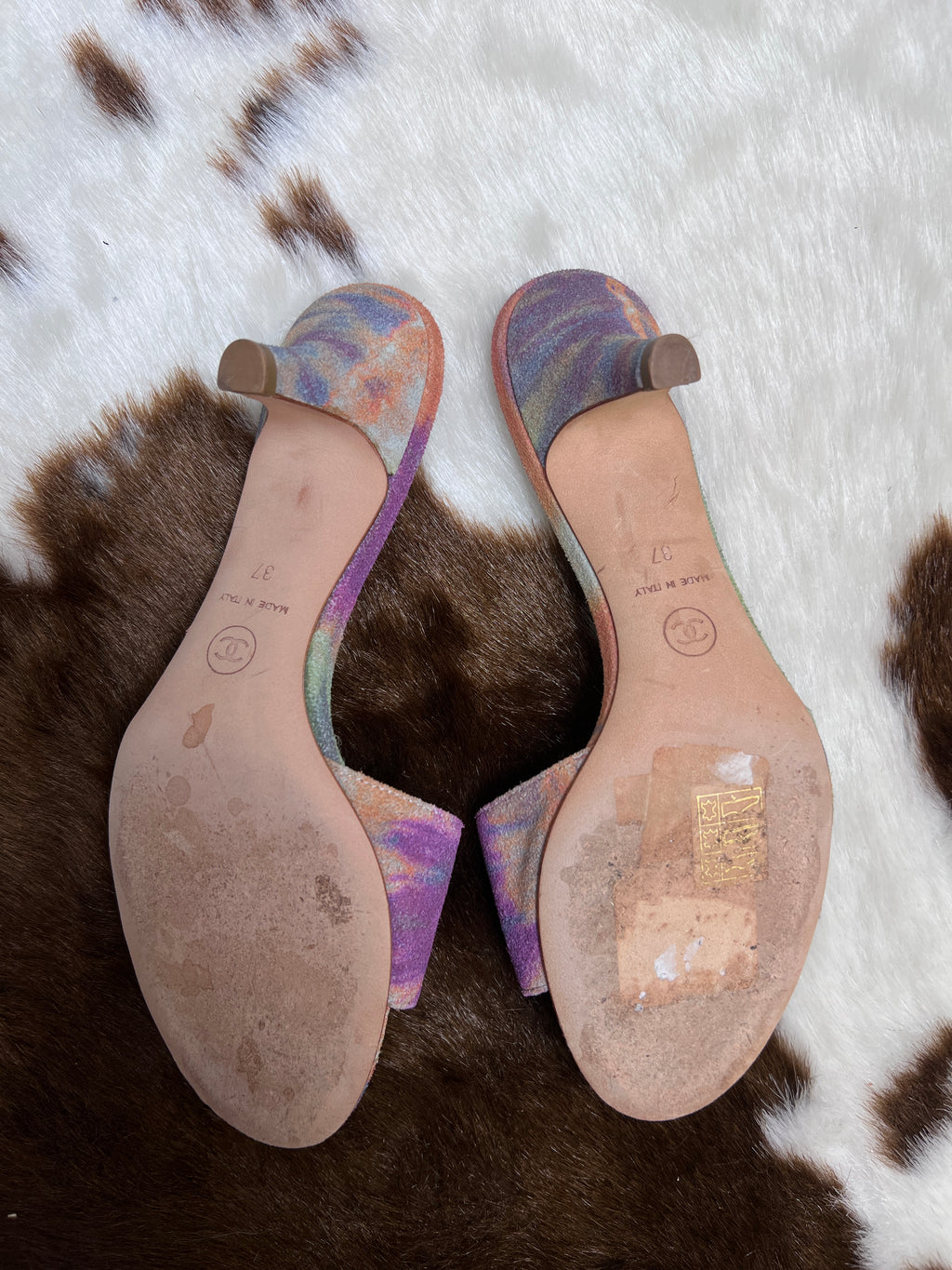 Chanel Vintage Limited Edition Crystal CC Slide Sandals EU37