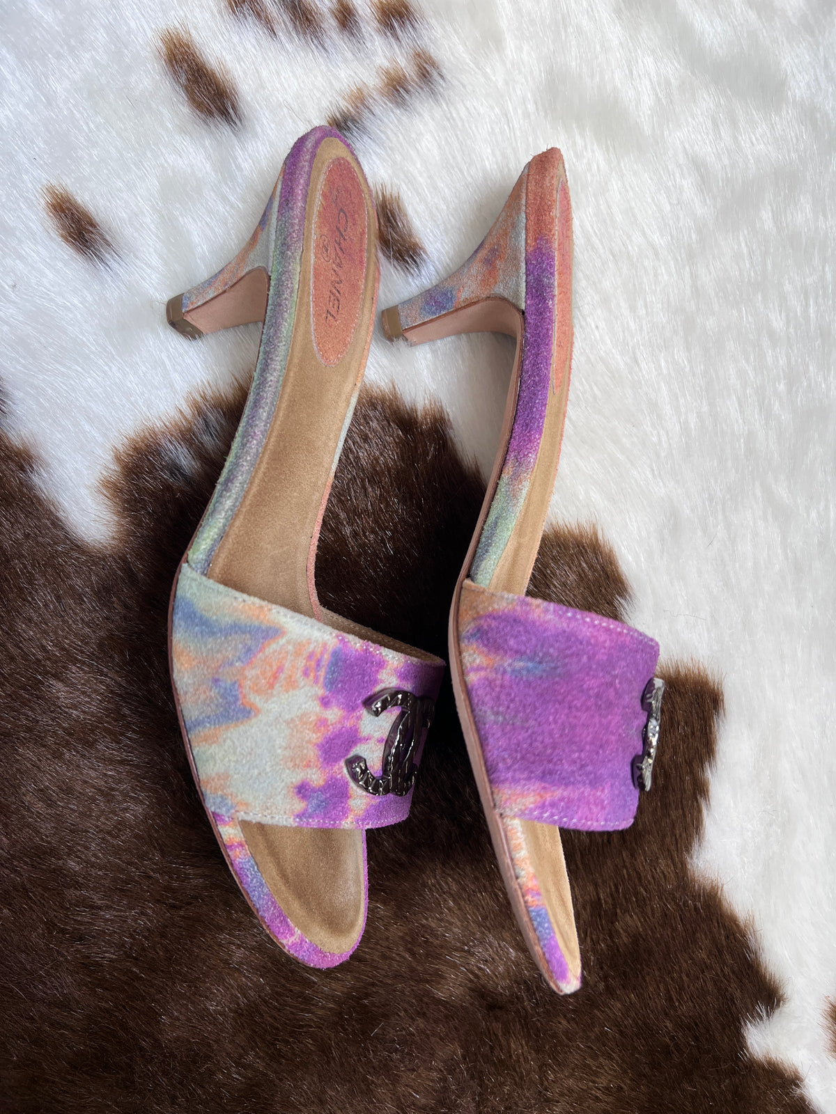 Chanel Vintage Limited Edition Crystal CC Slide Sandals EU37