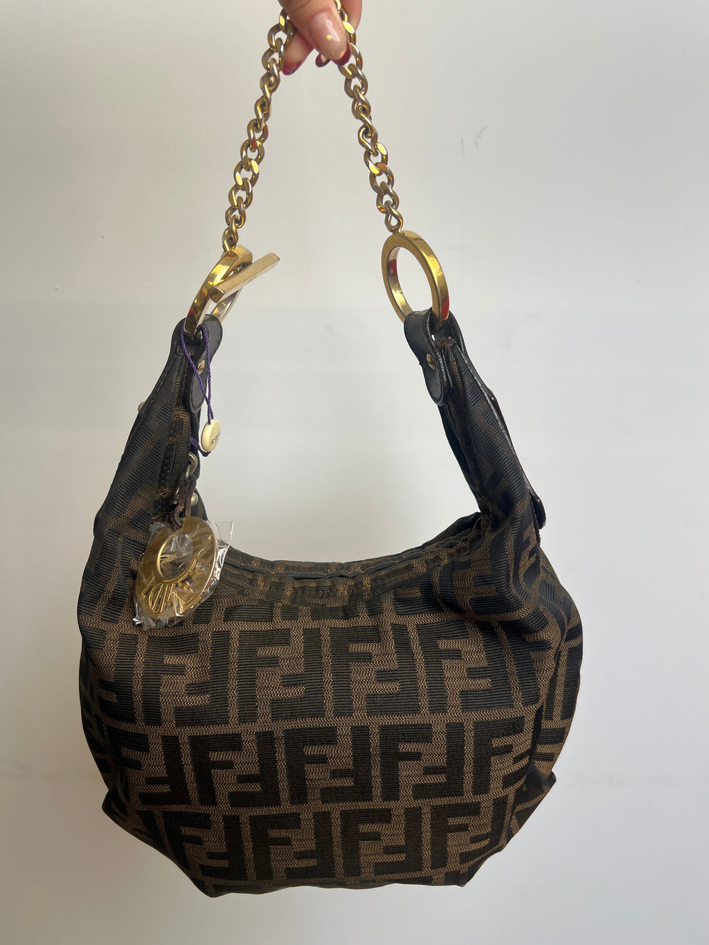 Fendi Zucca Monogram Chain Shoulder Bag