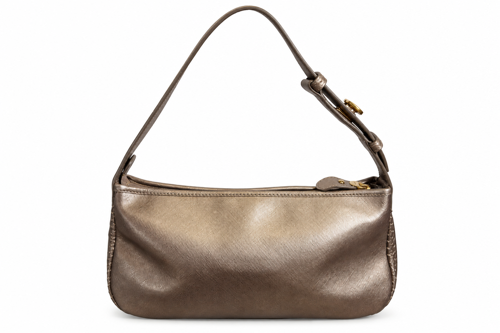 Salvatore Ferragamo Metallic Bronze Leather Shoulder Bag
