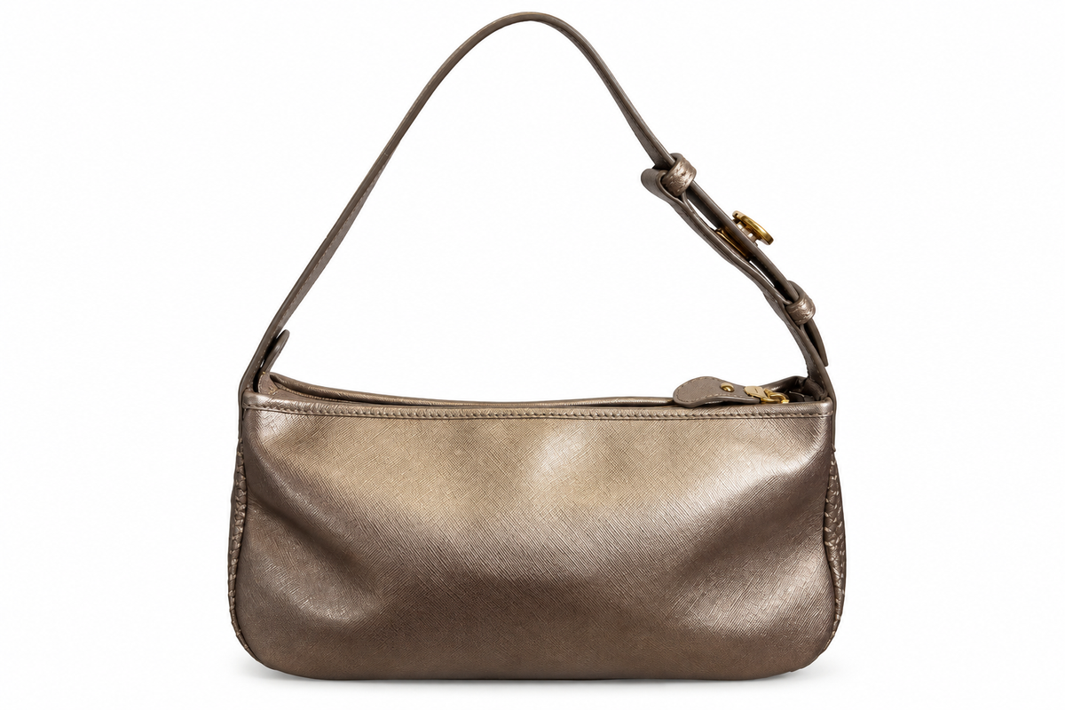 Salvatore Ferragamo Metallic Bronze Leather Shoulder Bag