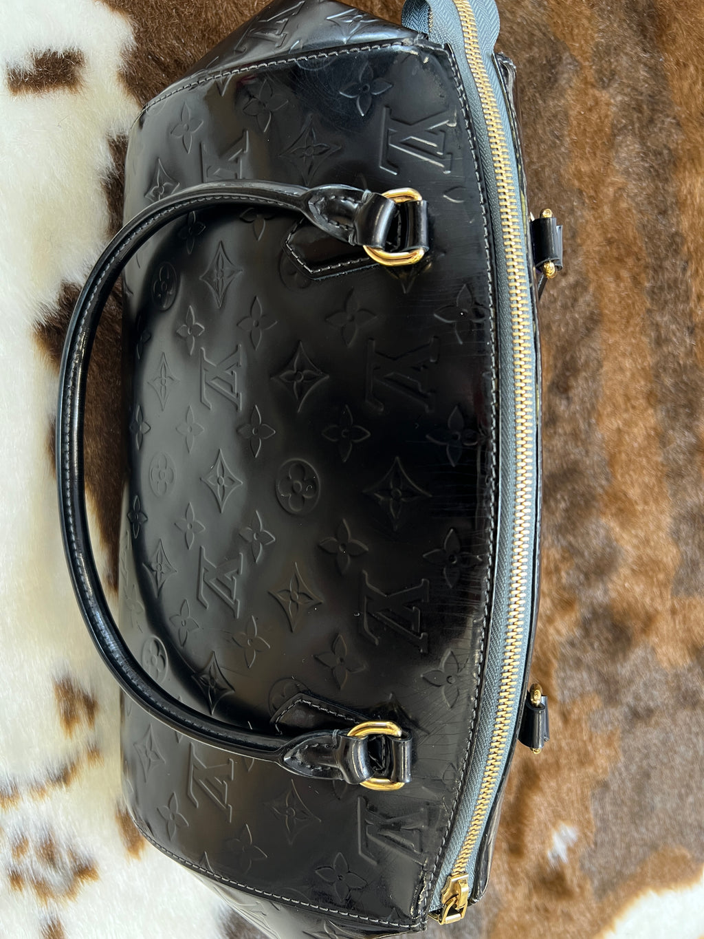 Louis Vuitton Black Monogram Vernis Top Handle Bag