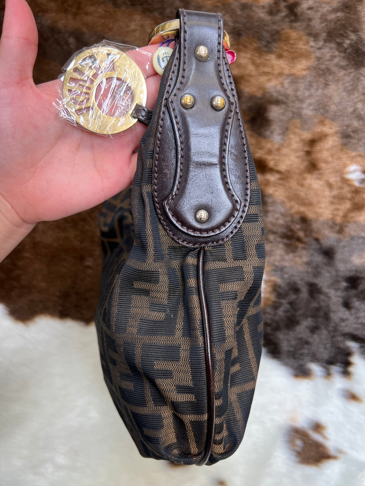Fendi Zucca Monogram Chain Shoulder Bag