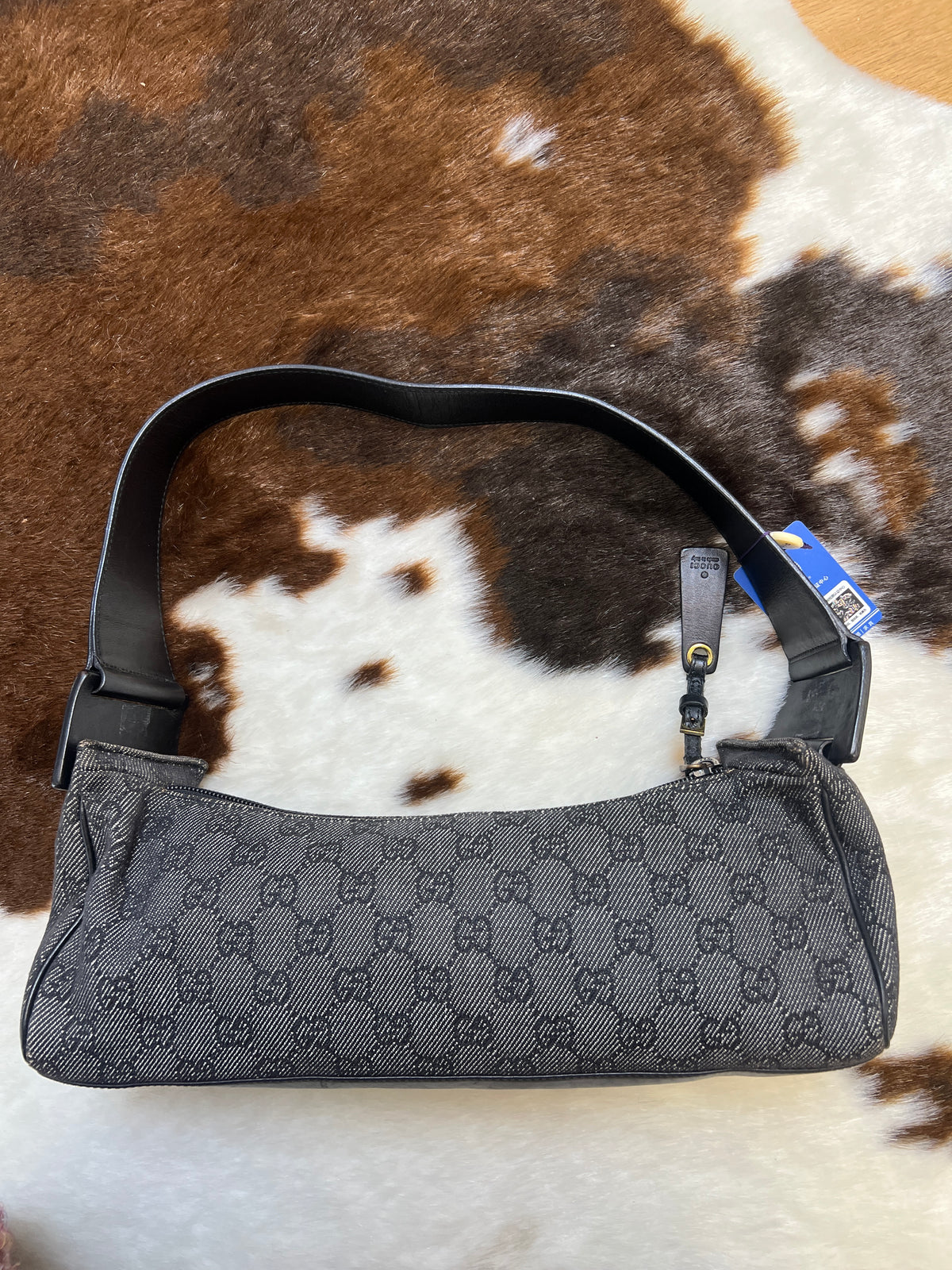 Gucci Black GG Canvas Baguette Shoulder Bag