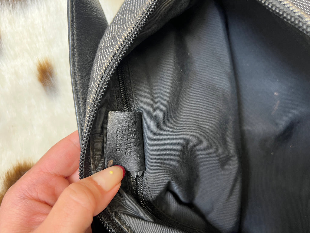 Gucci Black GG Canvas Baguette Shoulder Bag