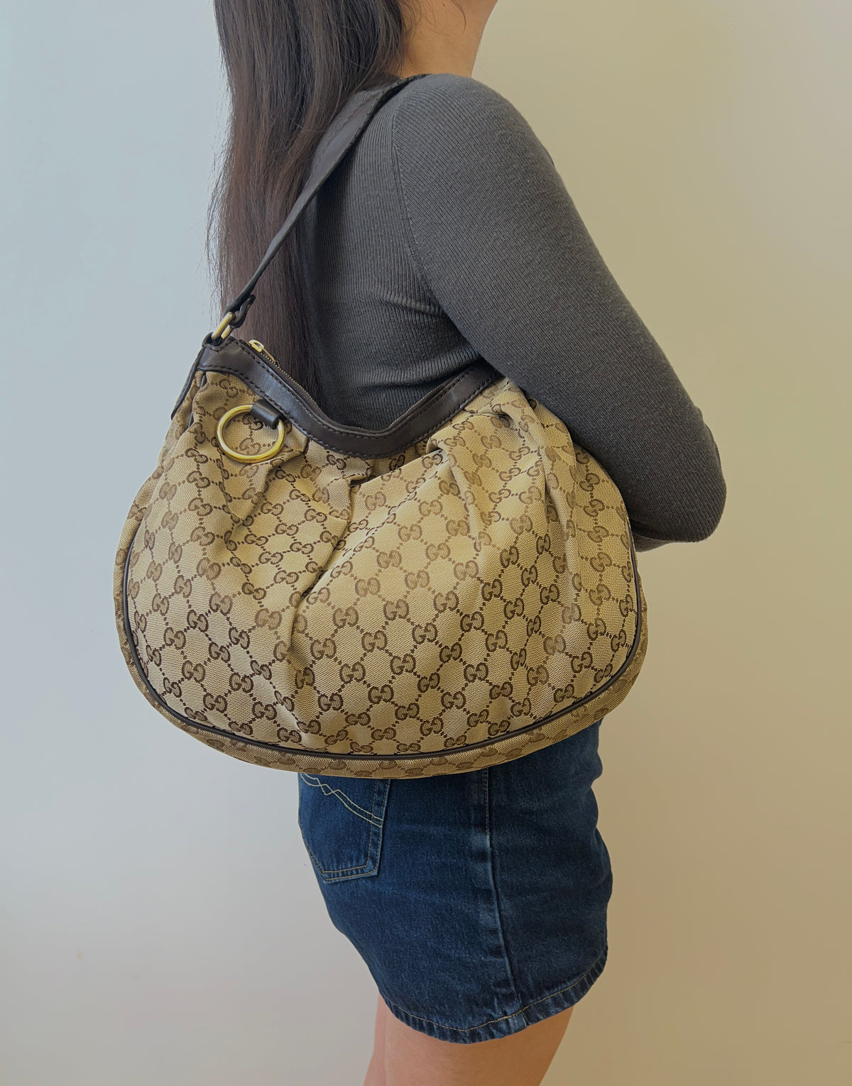 Gucci GG Canvas Crescent Hobo Bag
