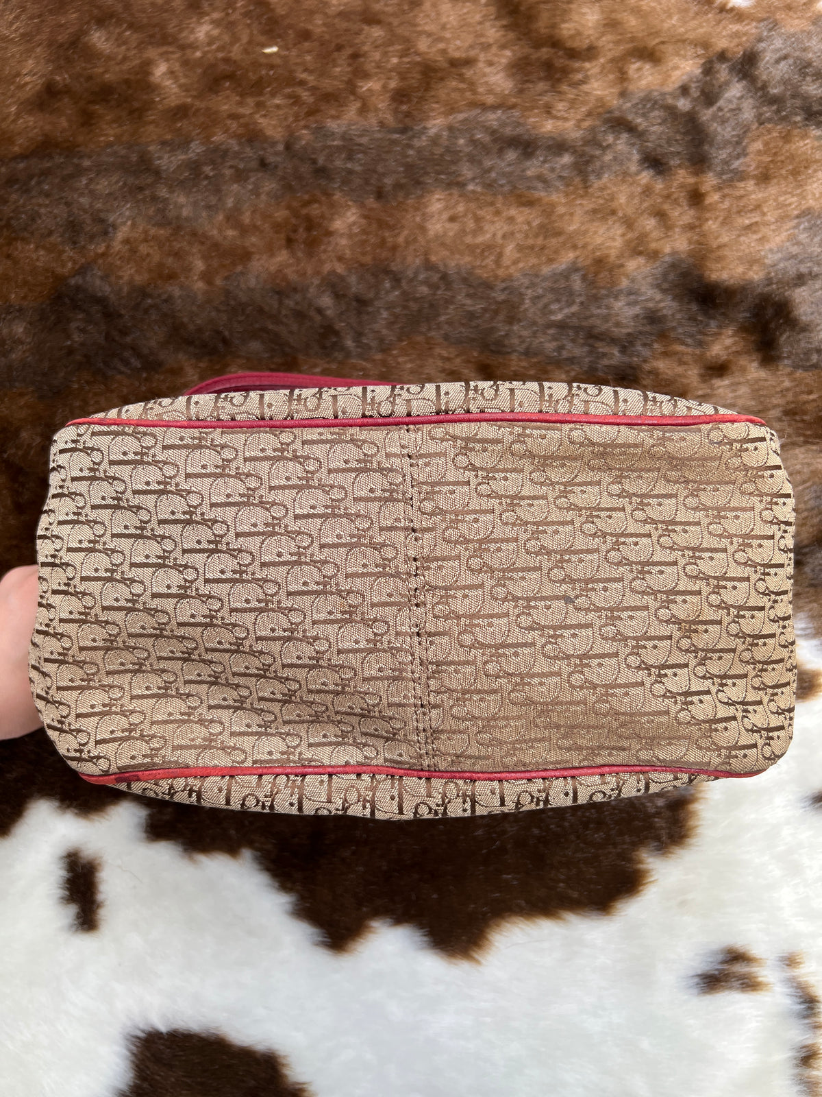 Dior Burgundy  Canvas Shoulder Bag