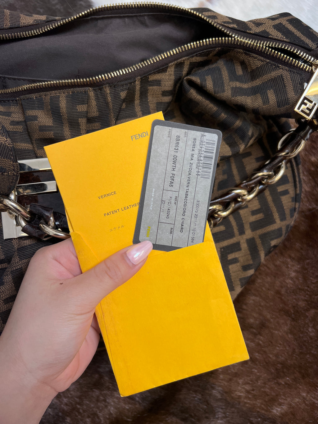 Fendi Zucca Chain Hobo Shoulder Bag