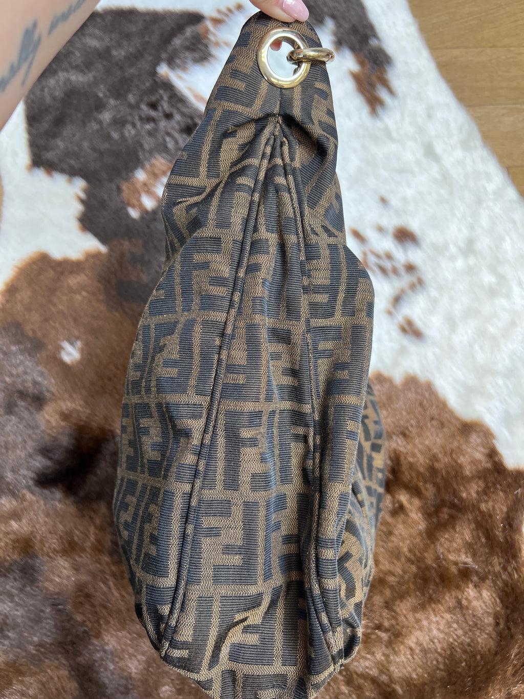 Fendi Zucca Chain Hobo Shoulder Bag