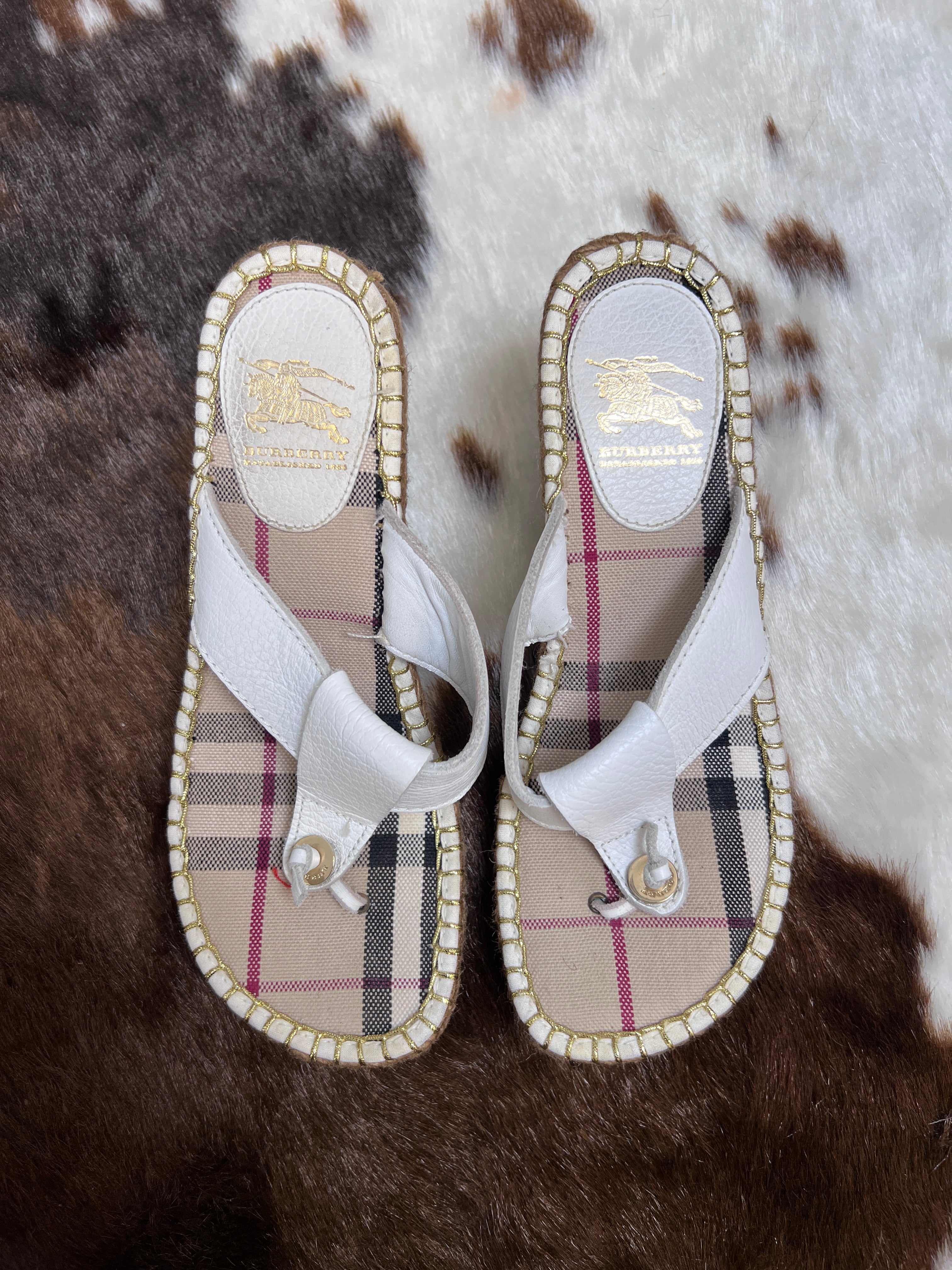 Burberry Nova Check Espadrille Flip Flop Sandals EU37