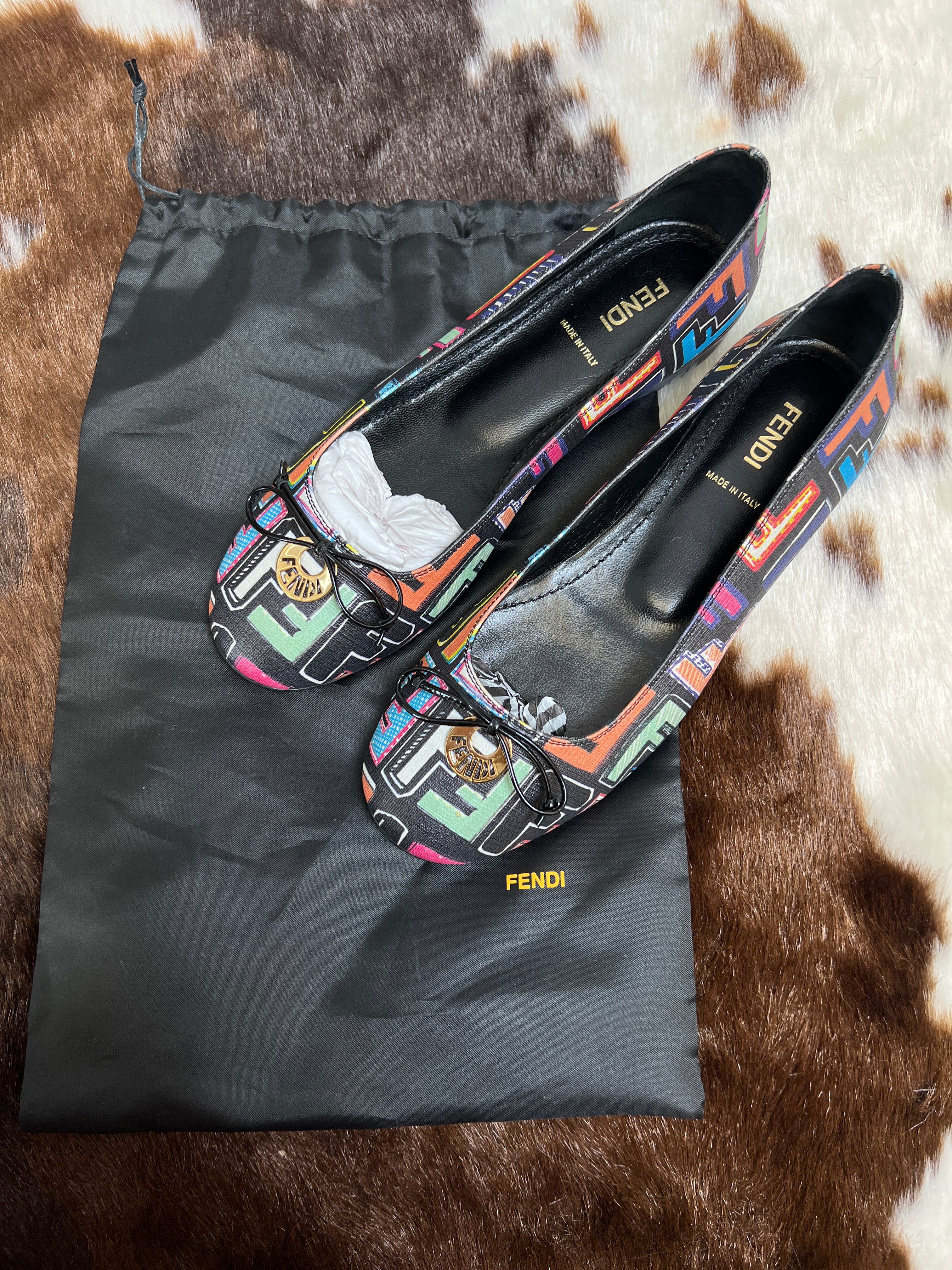 Fendi FF Monogram Multicolo Ballet Flats EU37.5