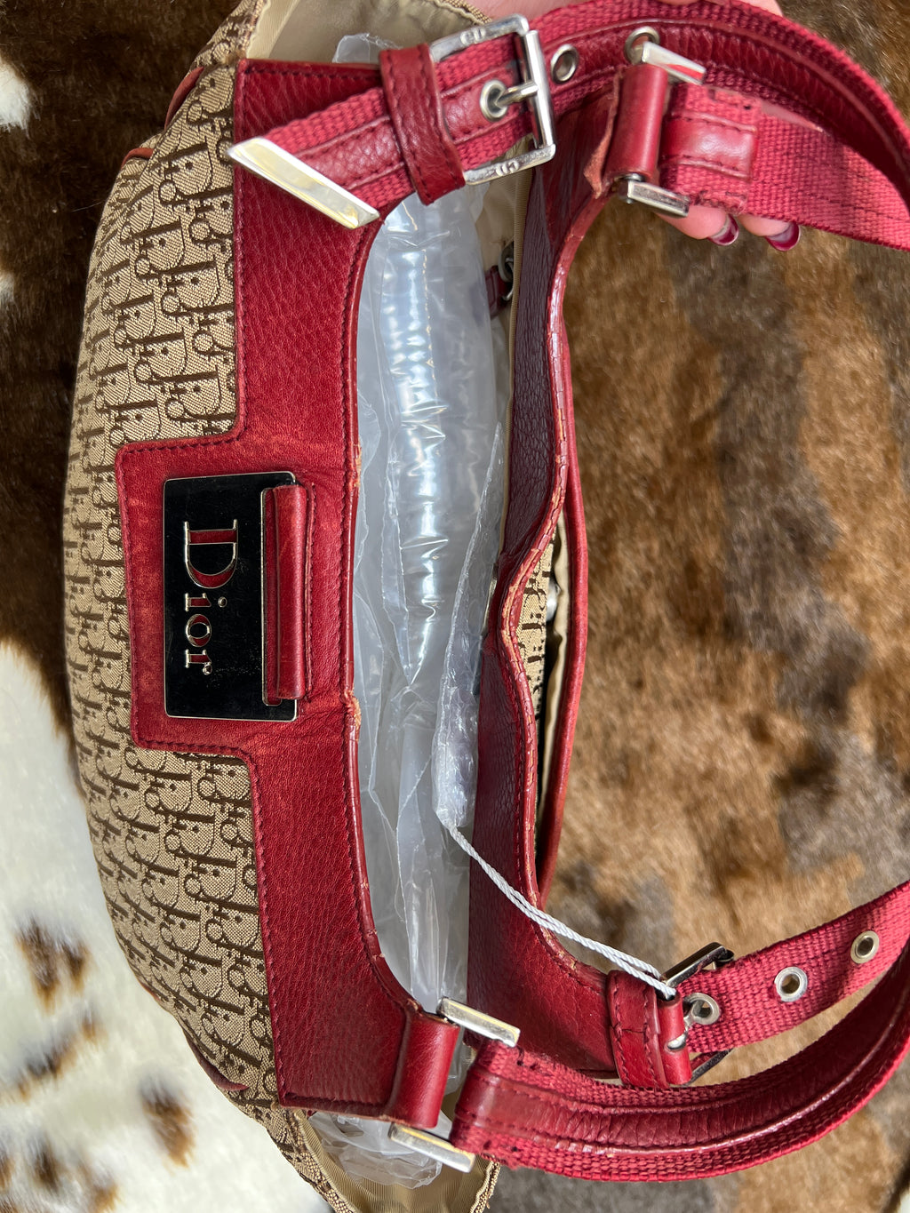Dior Burgundy  Canvas Shoulder Bag