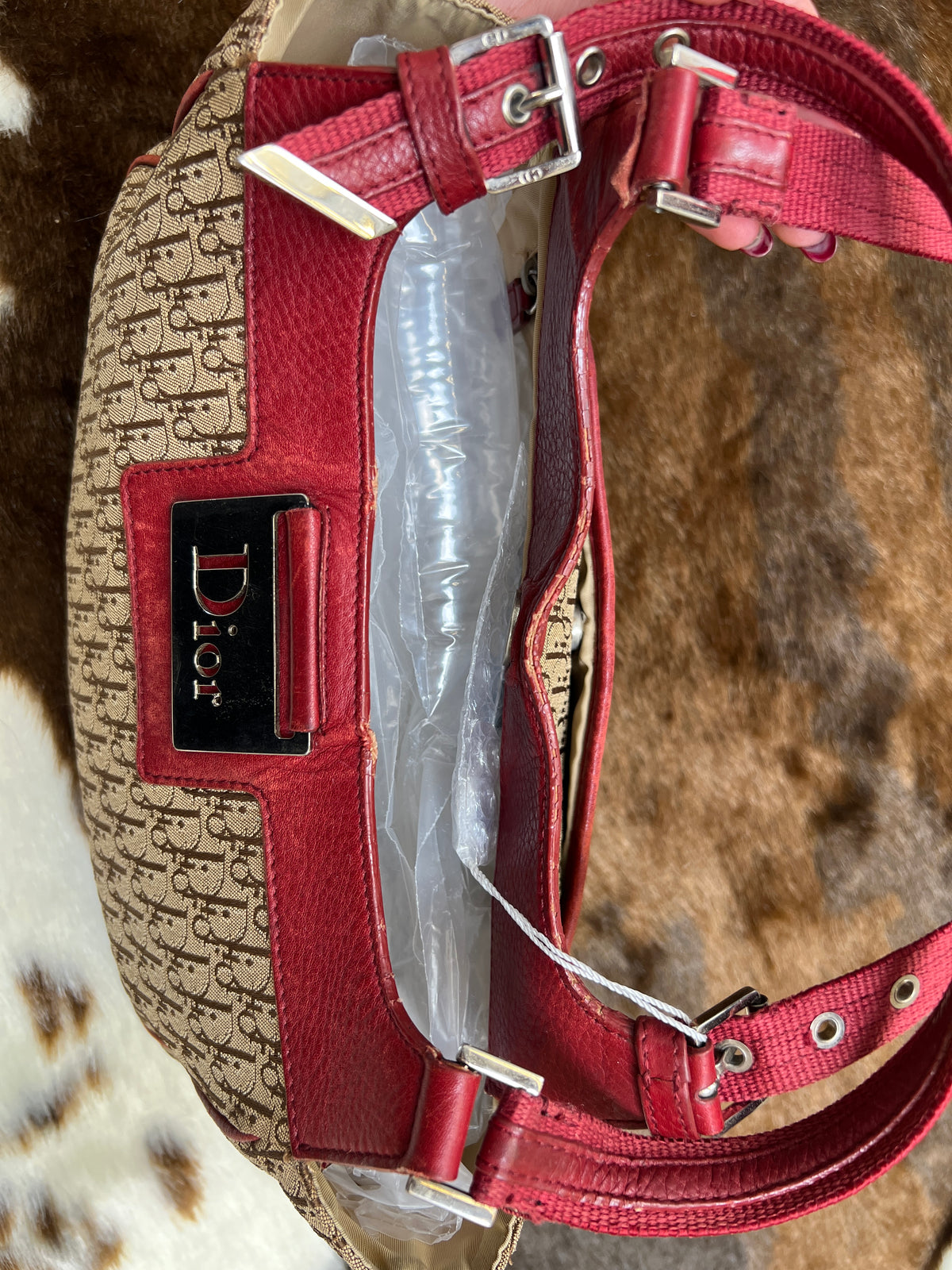 Dior Burgundy  Canvas Shoulder Bag