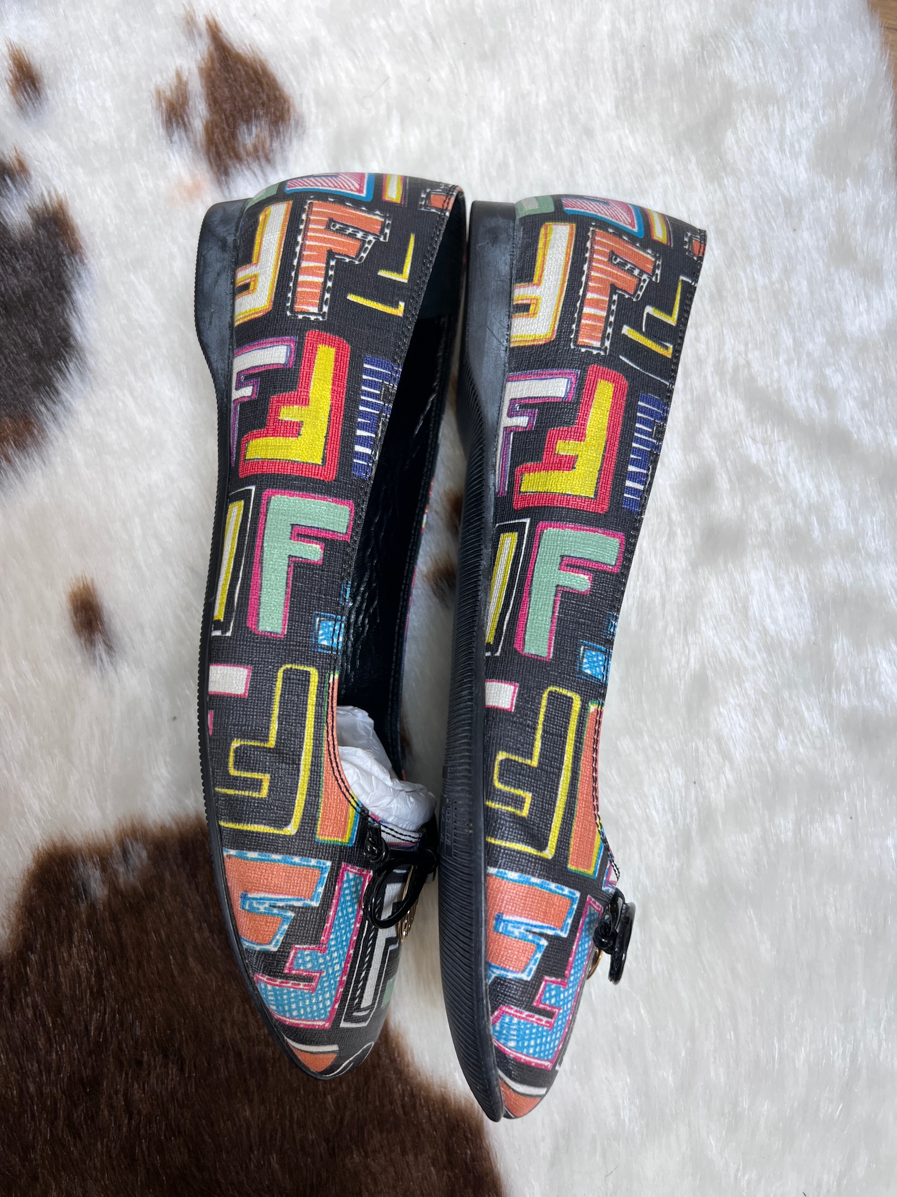 Fendi FF Monogram Multicolo Ballet Flats EU37.5
