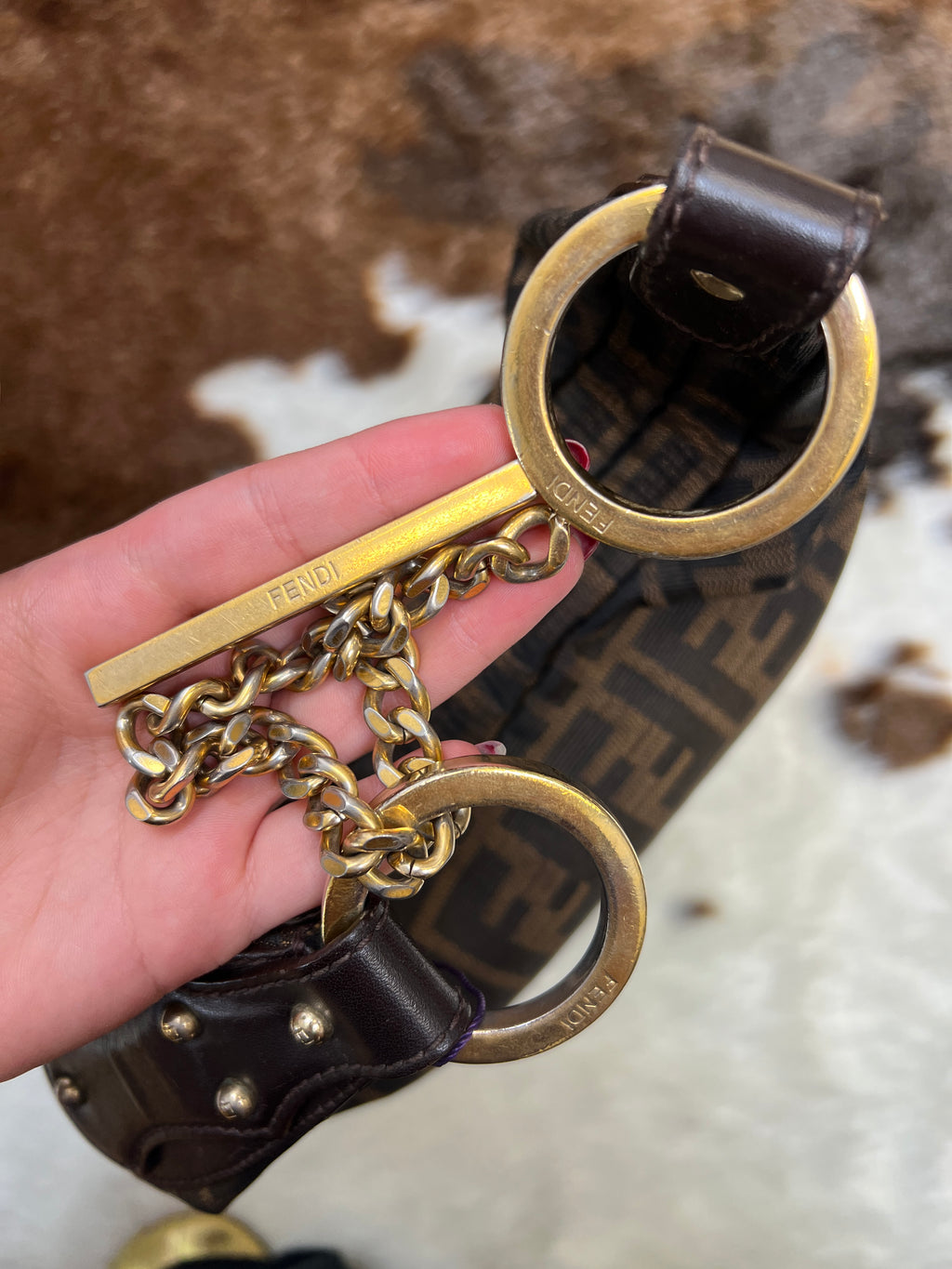 Fendi Zucca Monogram Chain Shoulder Bag