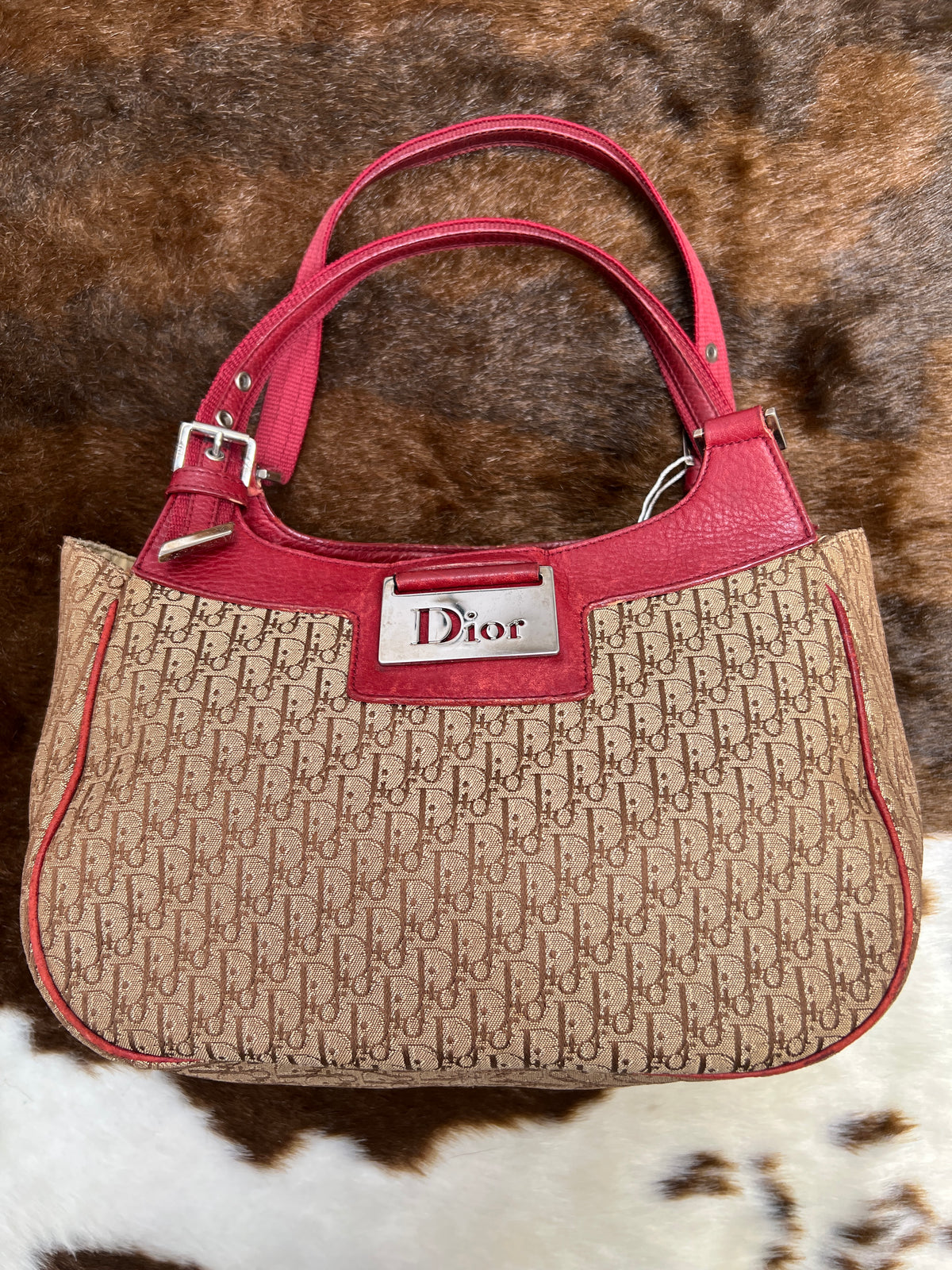 Dior Burgundy  Canvas Shoulder Bag