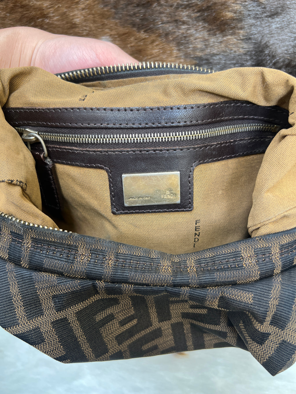 Fendi Zucca Monogram Chain Shoulder Bag