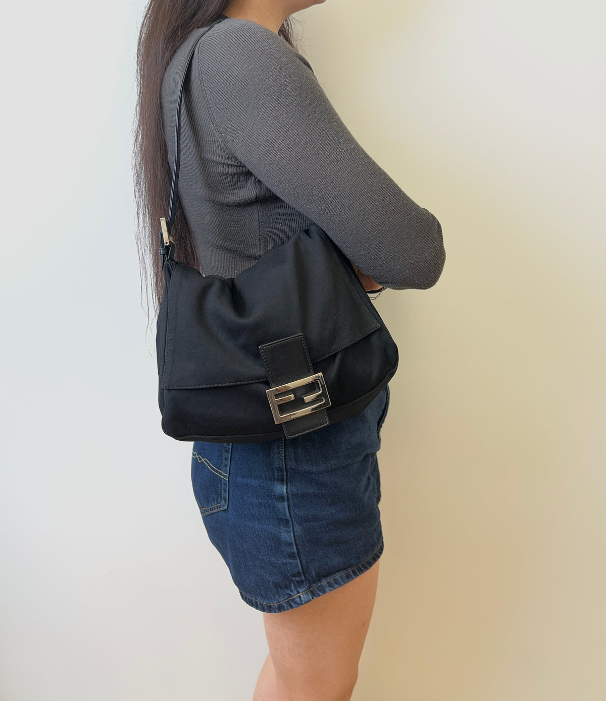 Fendi Black Baguette Shoulder Bag