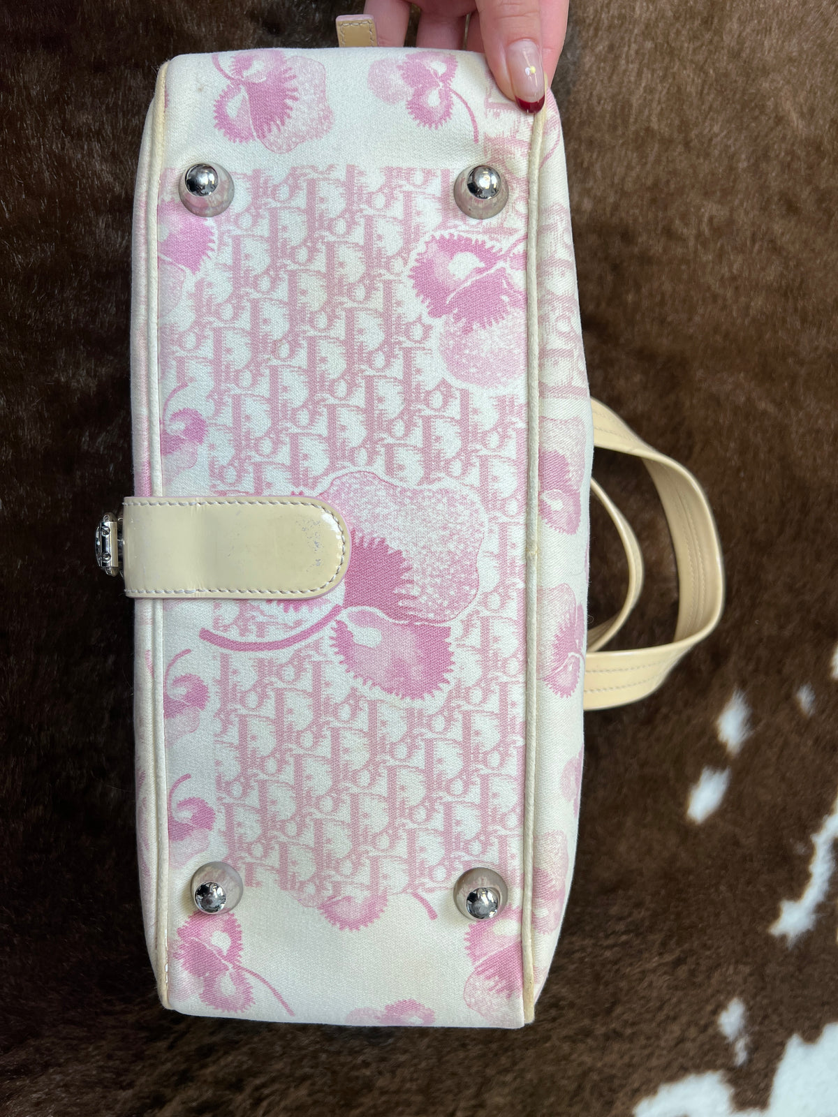 Dior Pink Monogram Boston Top Handle Bag