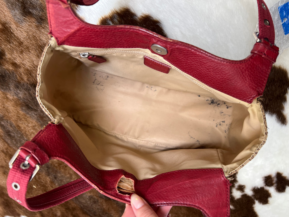 Dior Burgundy  Canvas Shoulder Bag