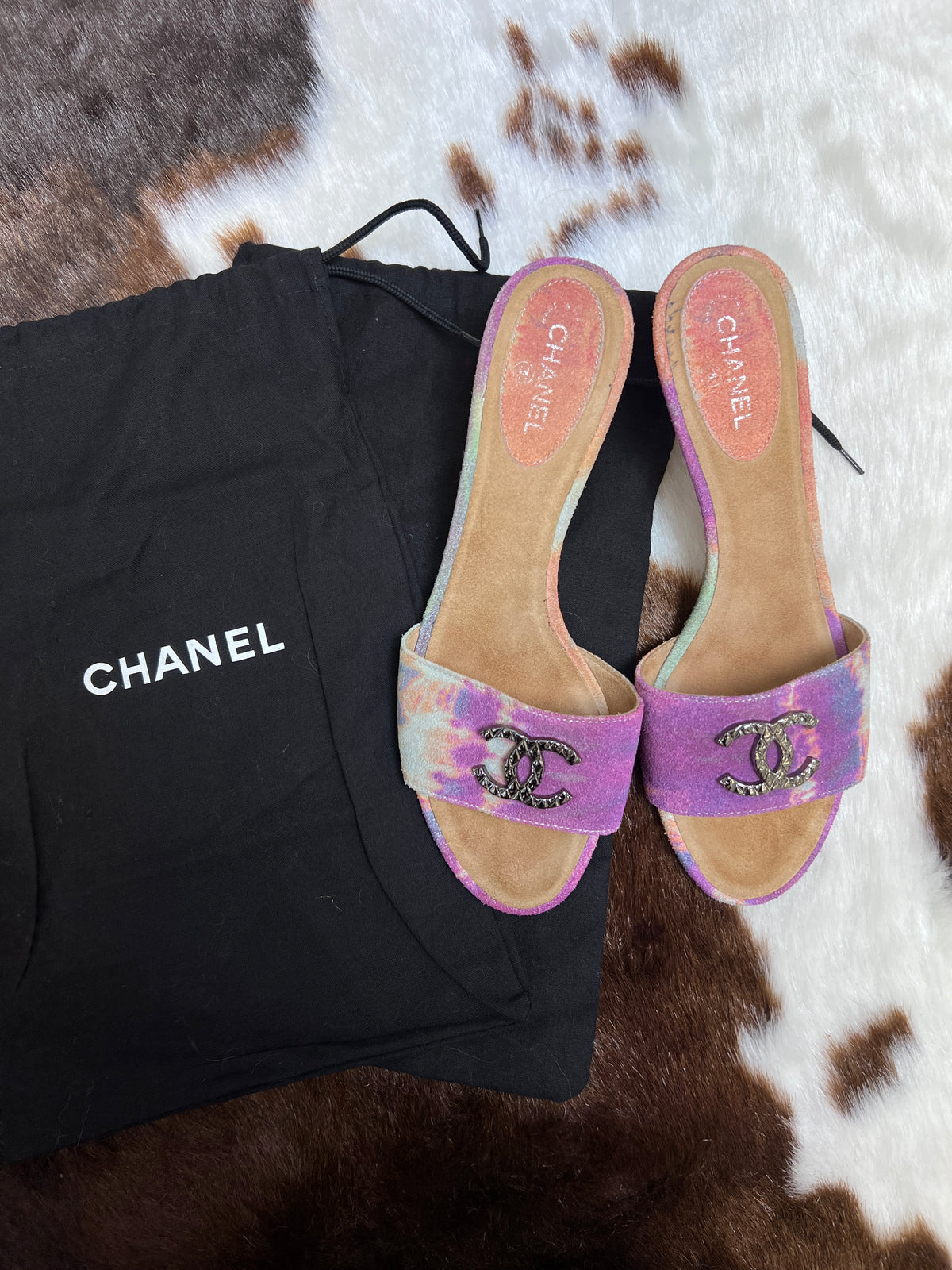 Chanel Vintage Limited Edition Crystal CC Slide Sandals EU37