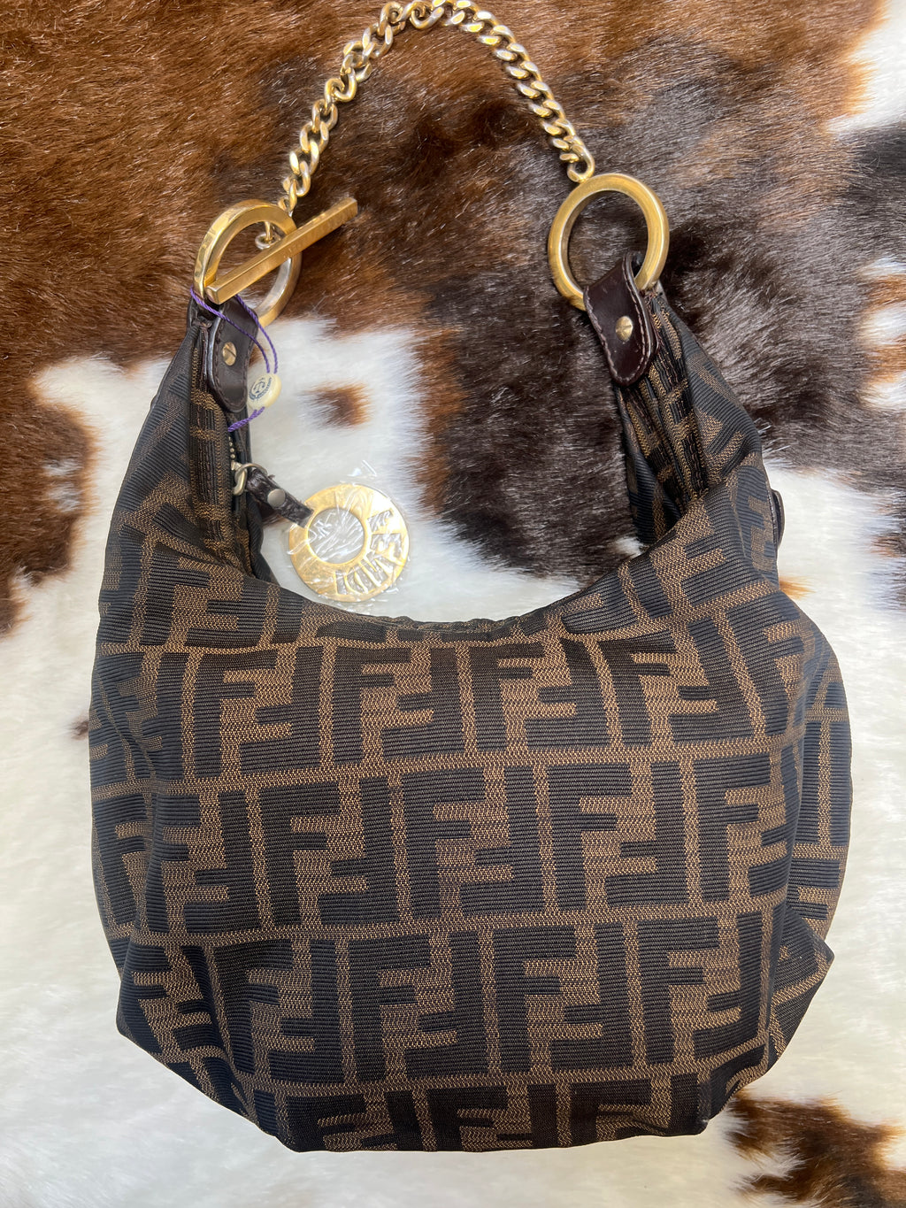Fendi Zucca Monogram Chain Shoulder Bag
