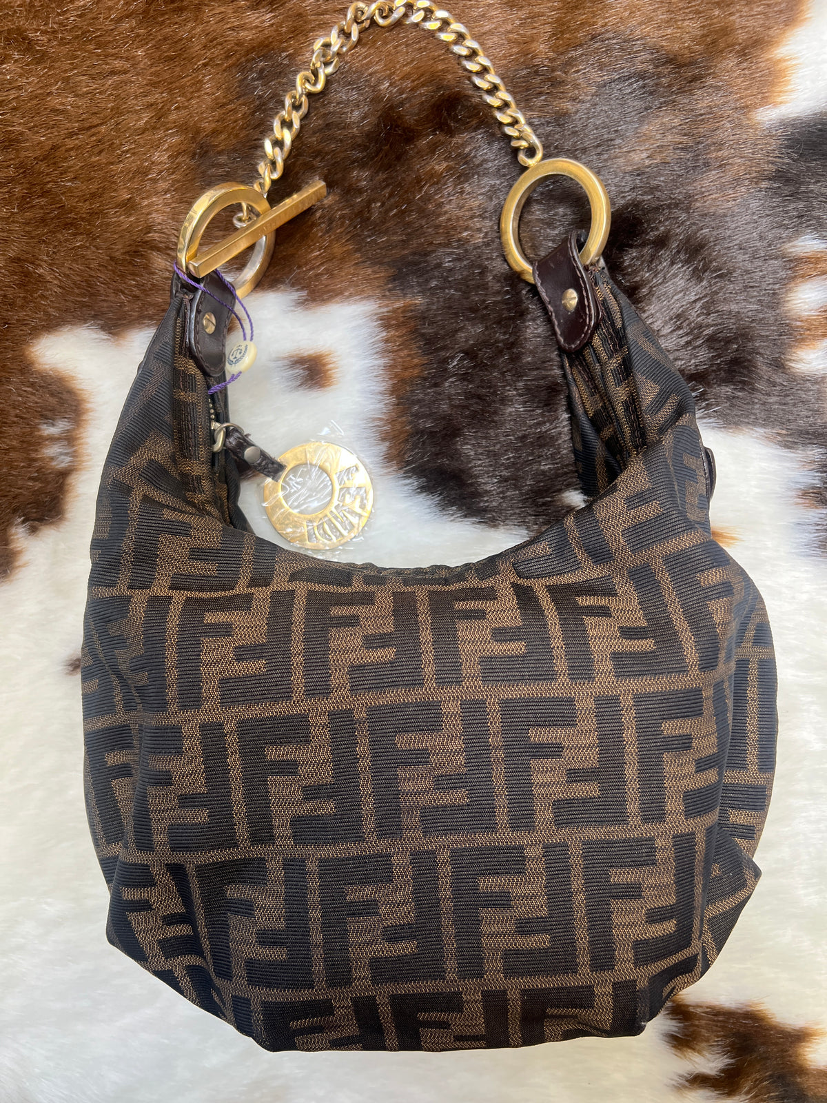 Fendi Zucca Monogram Chain Shoulder Bag