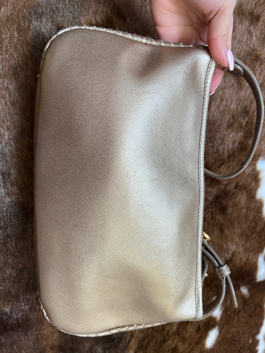 Salvatore Ferragamo Metallic Bronze Leather Shoulder Bag