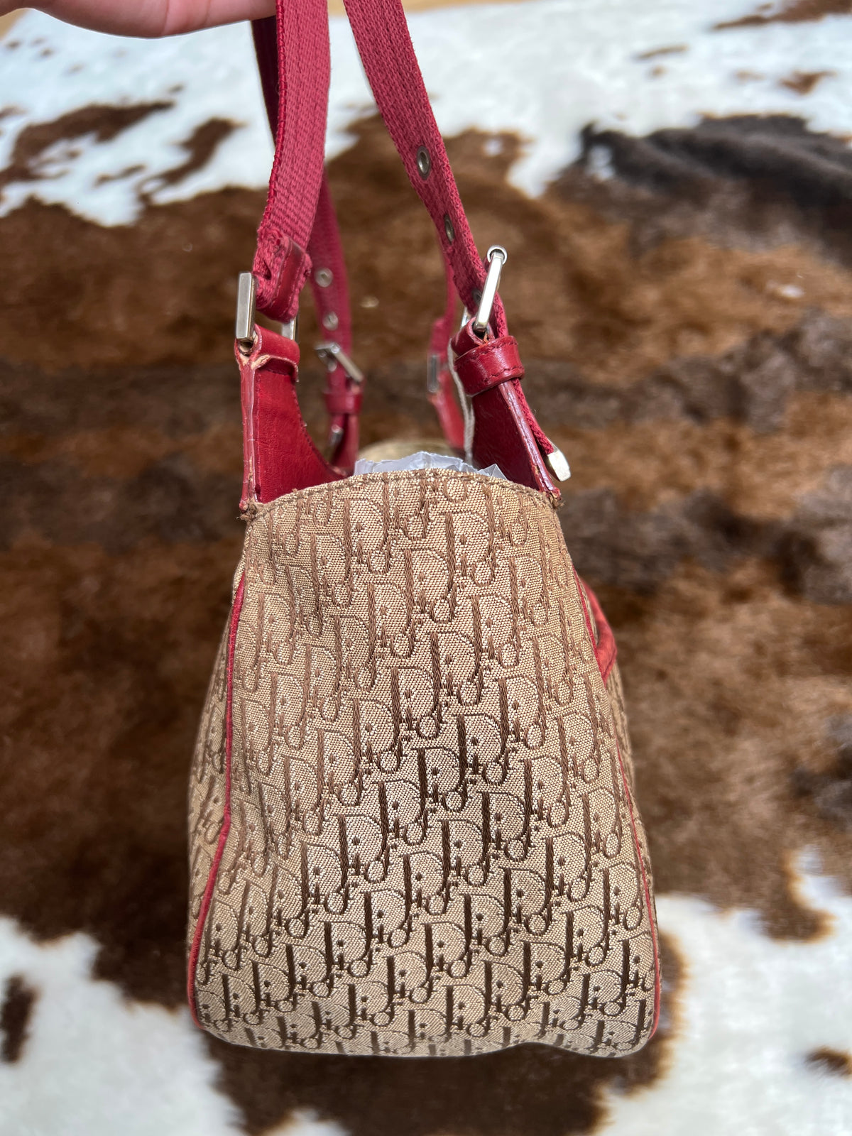 Dior Burgundy  Canvas Shoulder Bag
