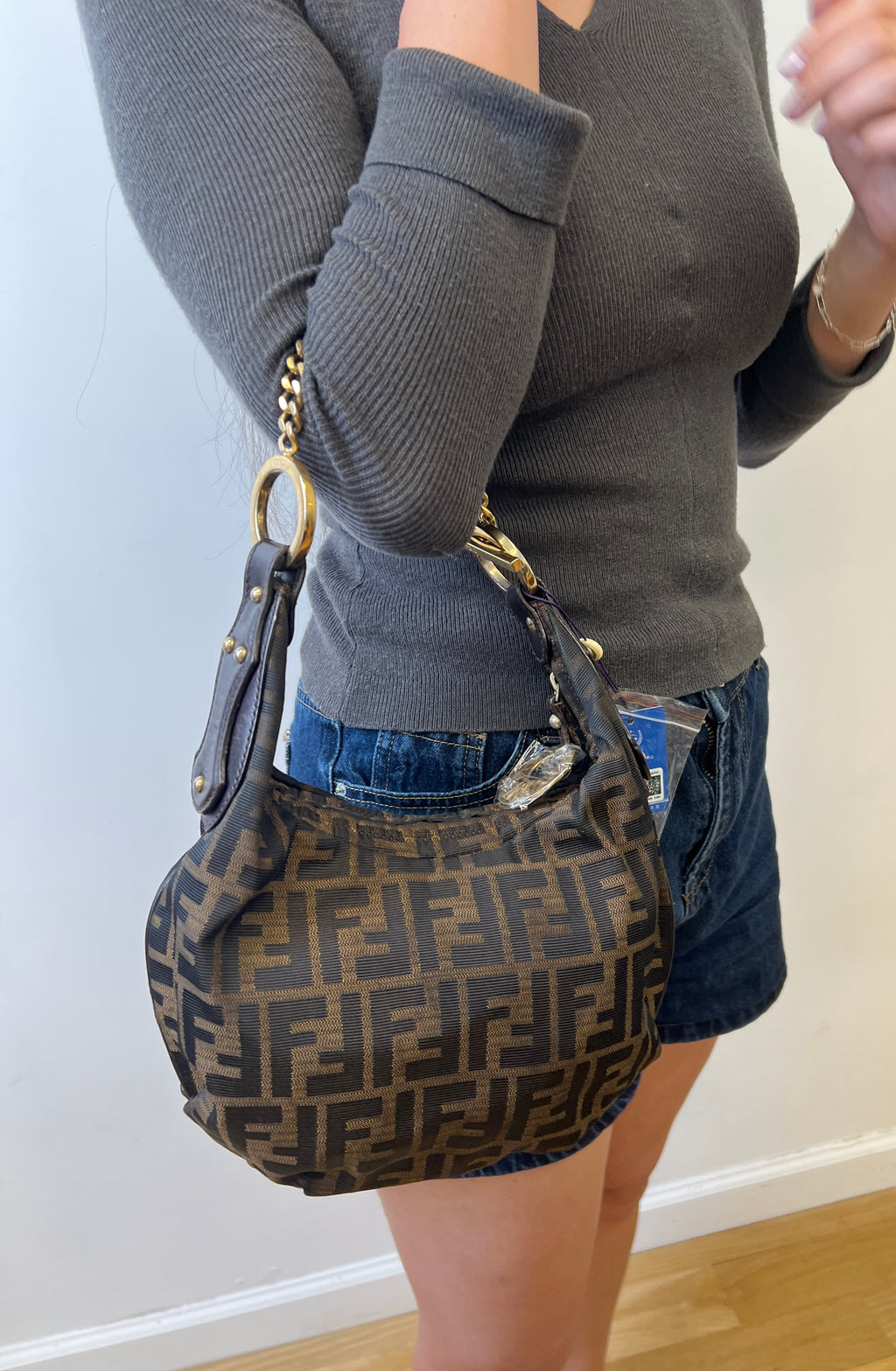 Fendi Zucca Monogram Chain Shoulder Bag