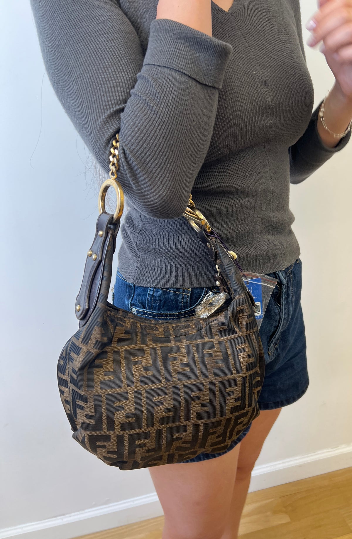 Fendi Zucca Monogram Chain Shoulder Bag
